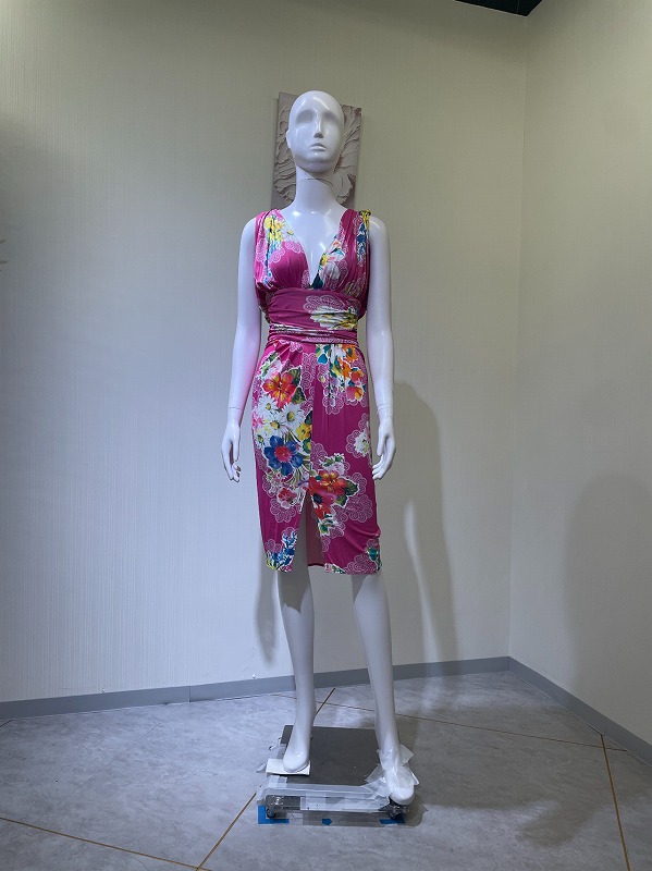 【レンタルドレス 4663】バックゴールドチェーン花柄タイトミニドレス ピンク【DOLCE＆GABBANA】